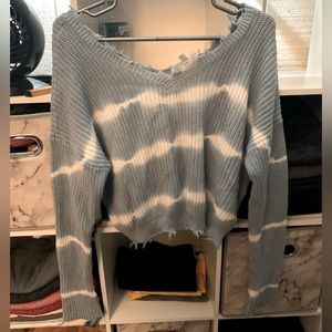 light blue cropped sweater